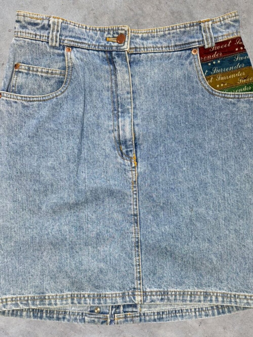Vintage Jinglers "Sweet Surrender" Women’s Size 40 Denim Skirt (1282)